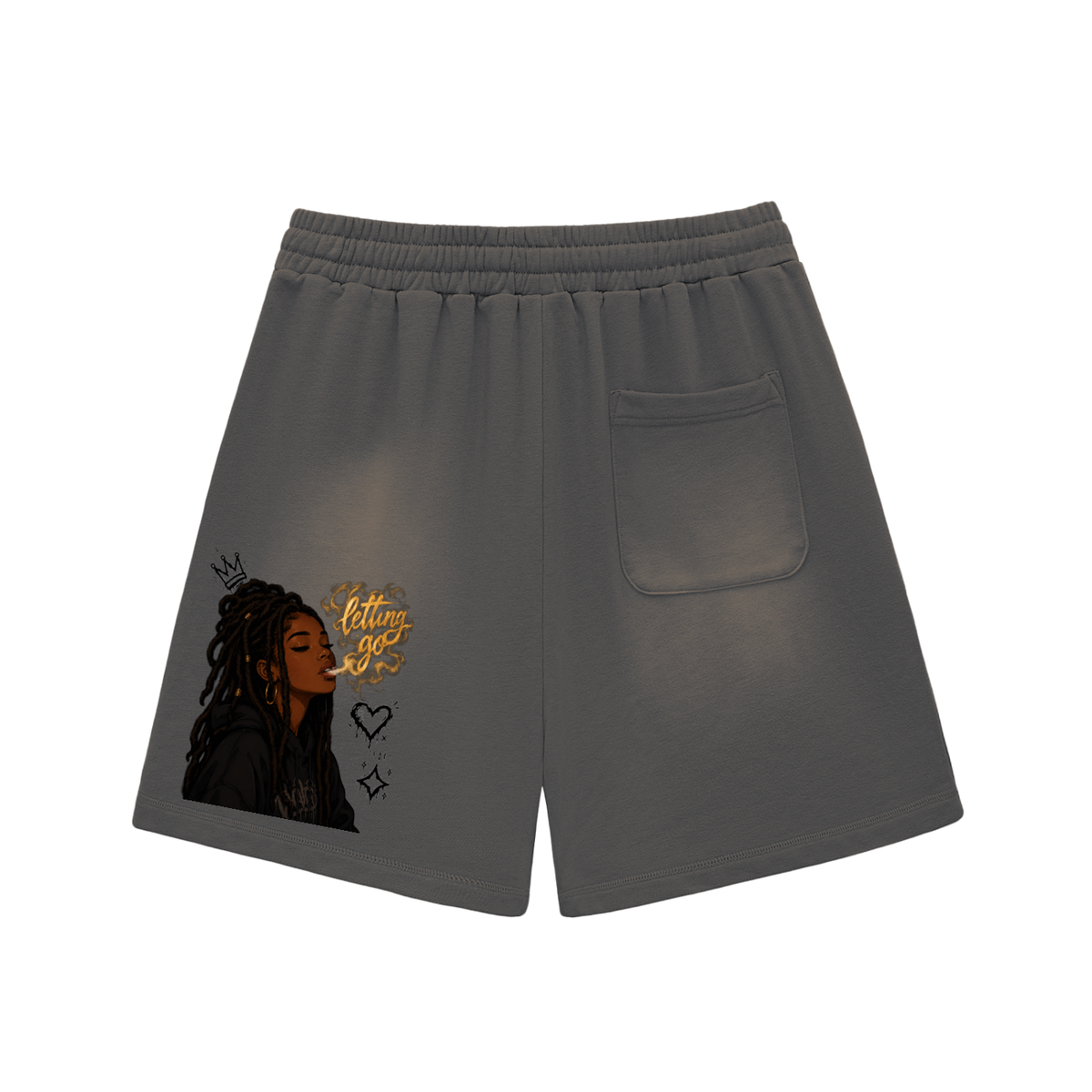 Sun Fade Raw Edge Cotton Shorts
