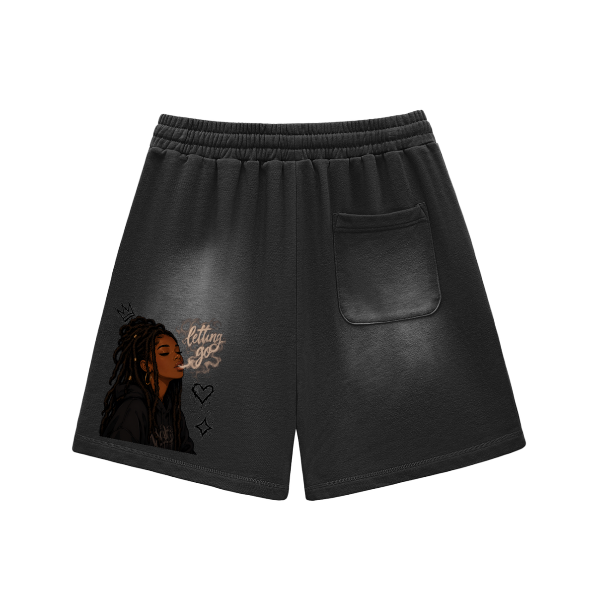 Sun Fade Raw Edge Cotton Shorts
