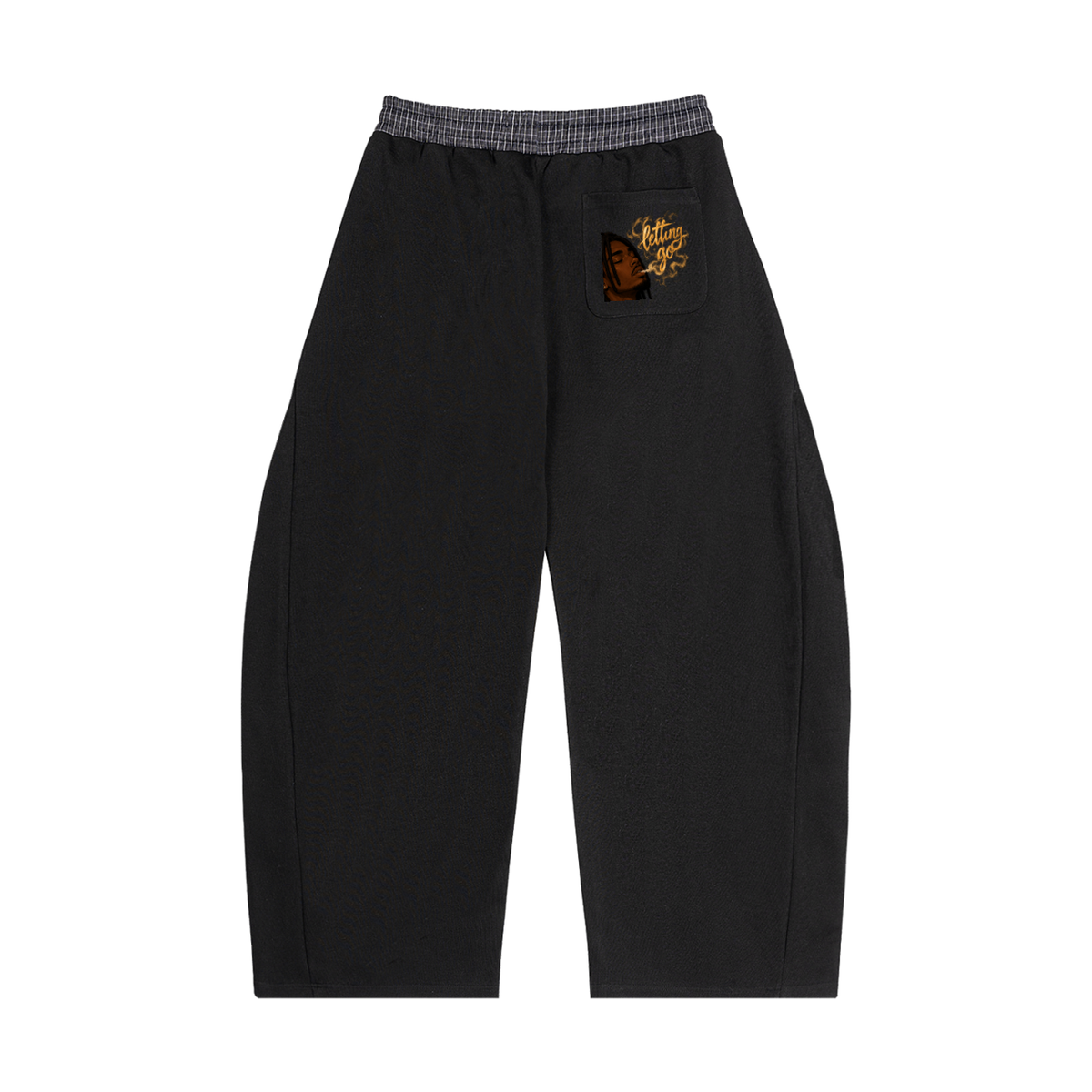 Plaid Waistband Barrel Sweatpants