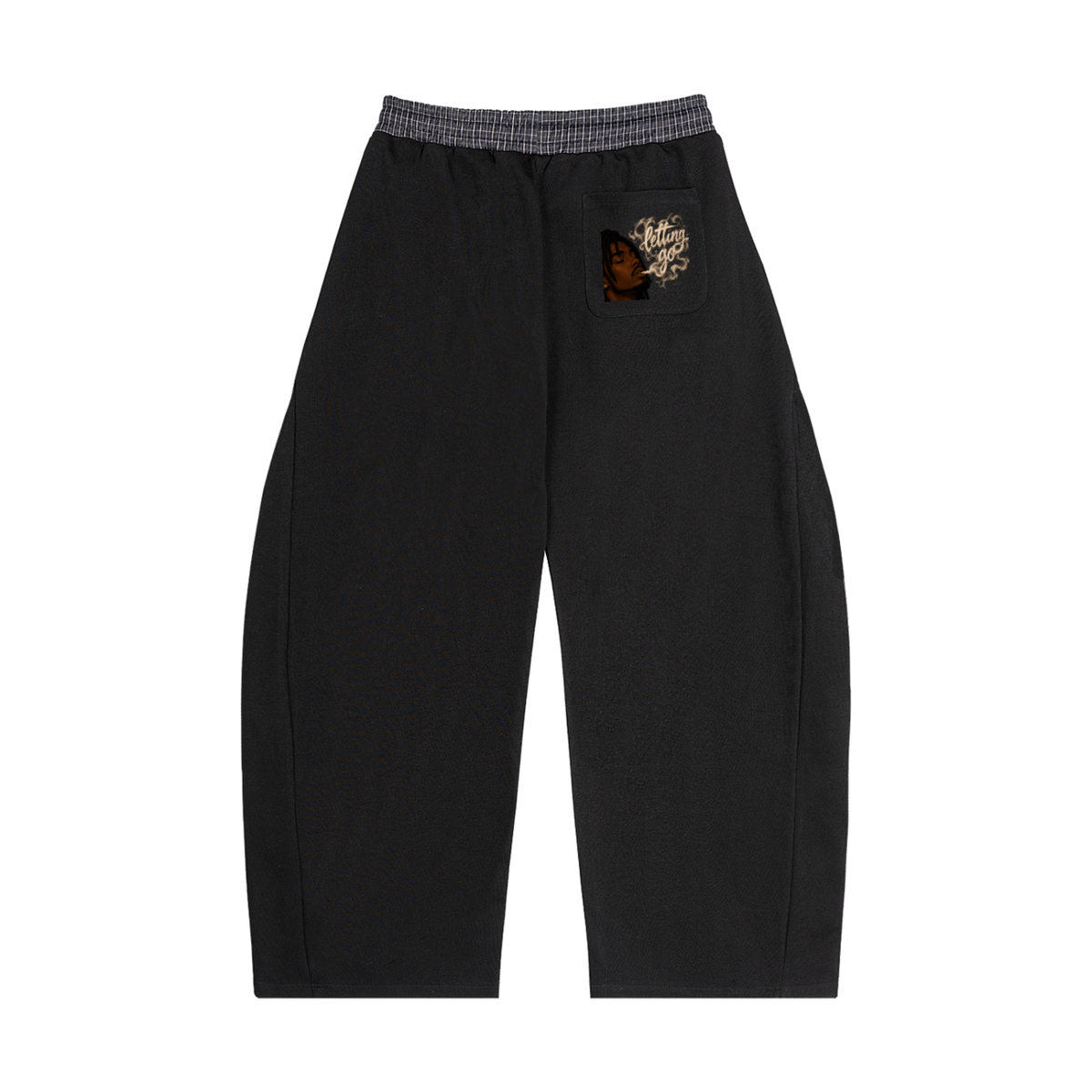 Plaid Waistband Barrel Sweatpants
