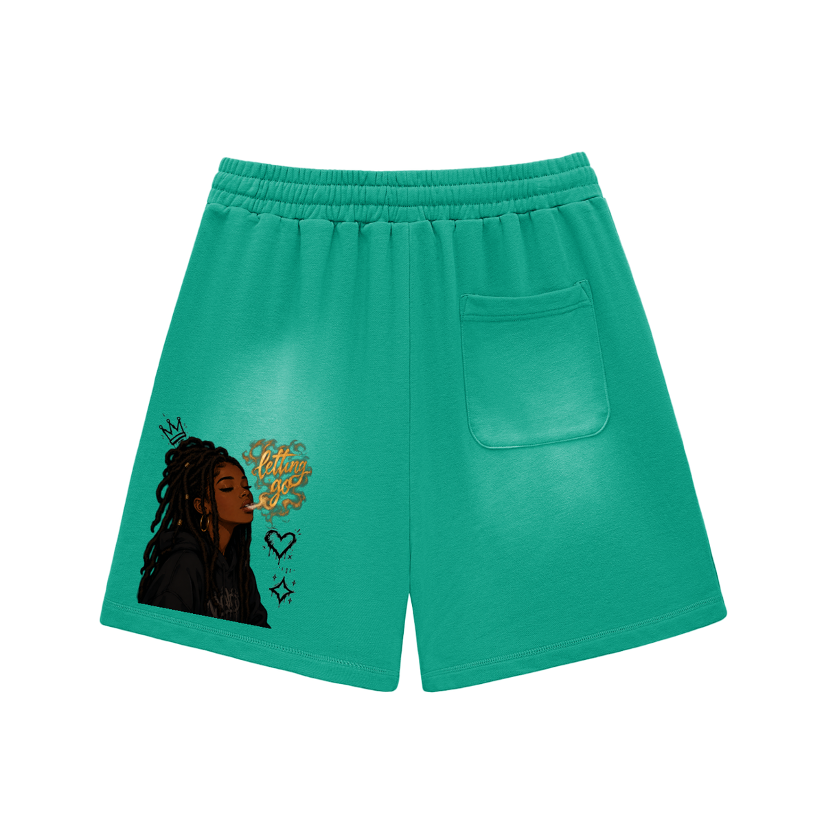 Sun Fade Raw Edge Cotton Shorts