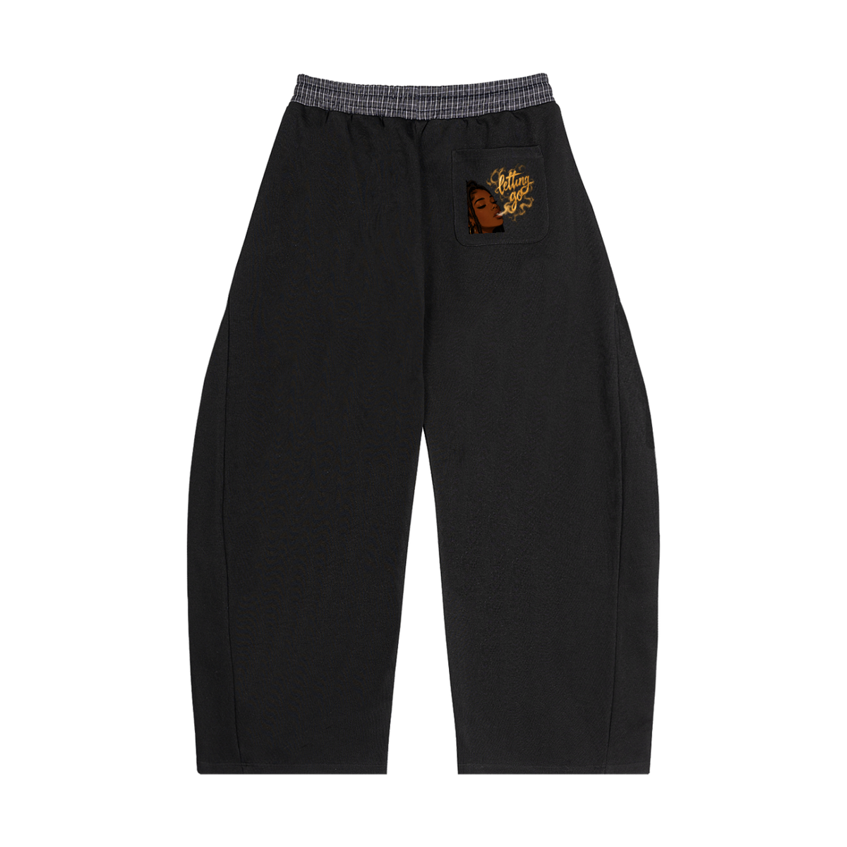 Plaid Waistband Barrel Sweatpants