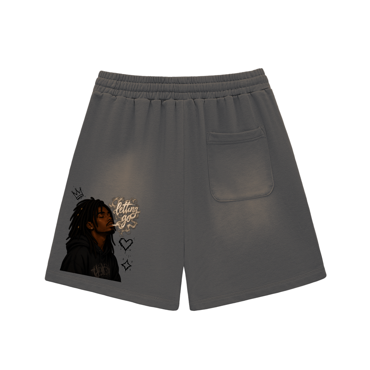 Sun Fade Raw Edge Cotton Shorts