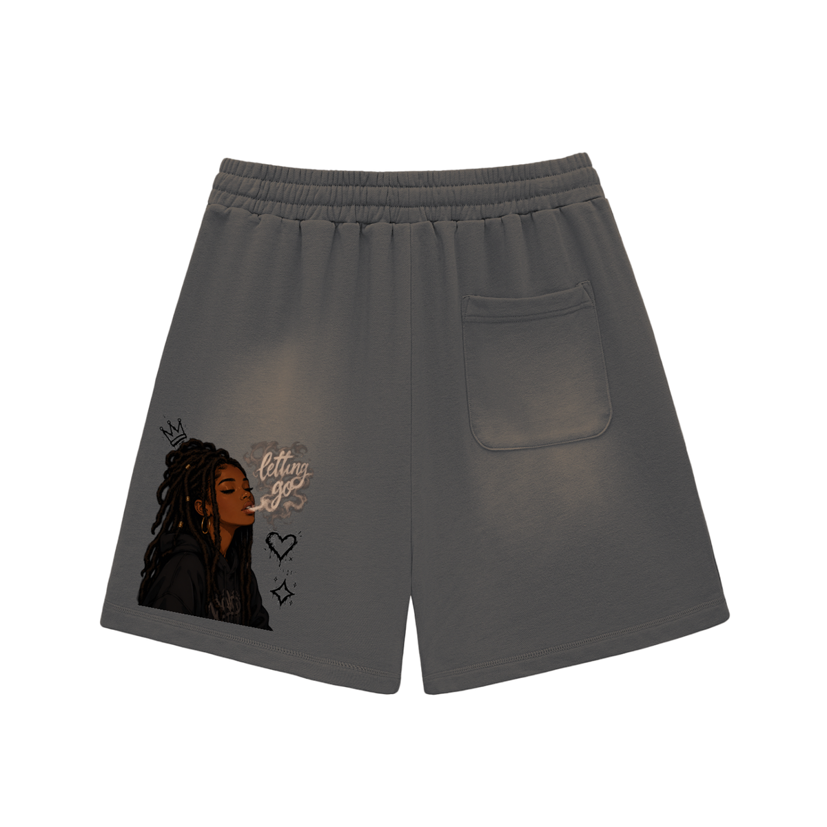 Sun Fade Raw Edge Cotton Shorts