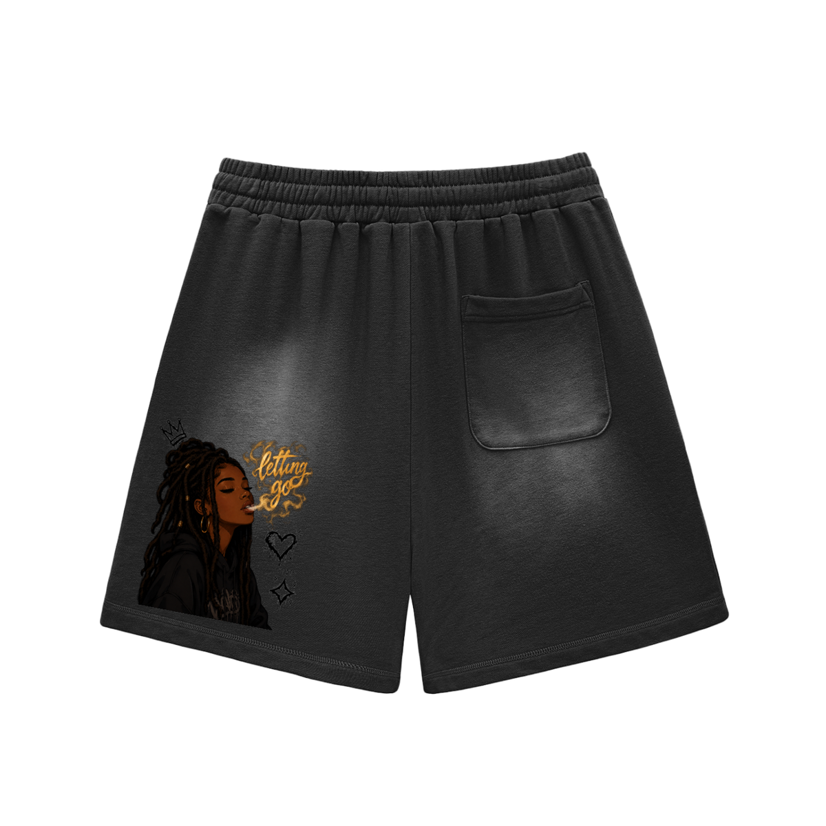 Sun Fade Raw Edge Cotton Shorts