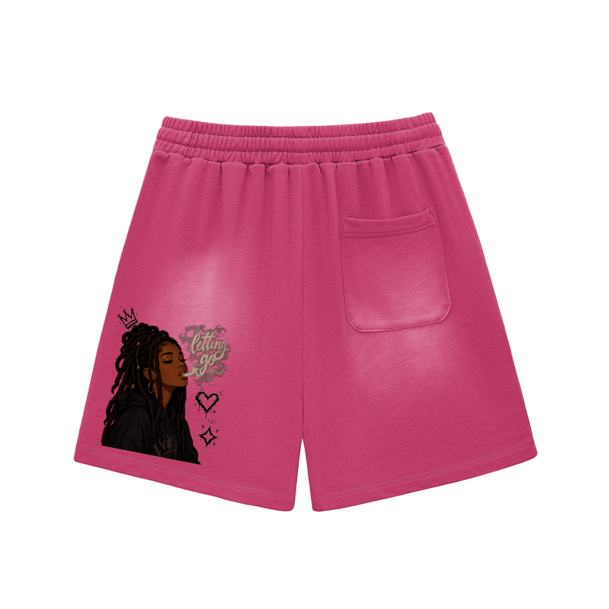 Sun Fade Raw Edge Cotton Shorts